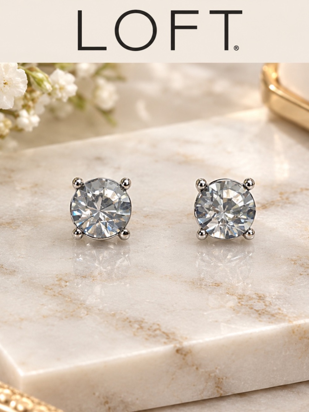 Ann Taylor LOFT Light Blue Crystal Stud Earrings